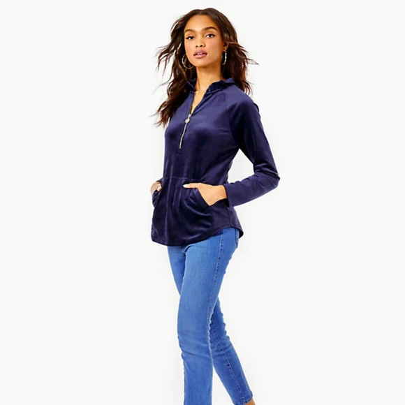 Lilly Pulitzer Skipper Round Hem Velour Popover - Picture 5 of 9